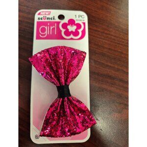 Scunci Girl Pink Glitter Hair Bow Clip For Kids